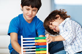 children with colorful abacus